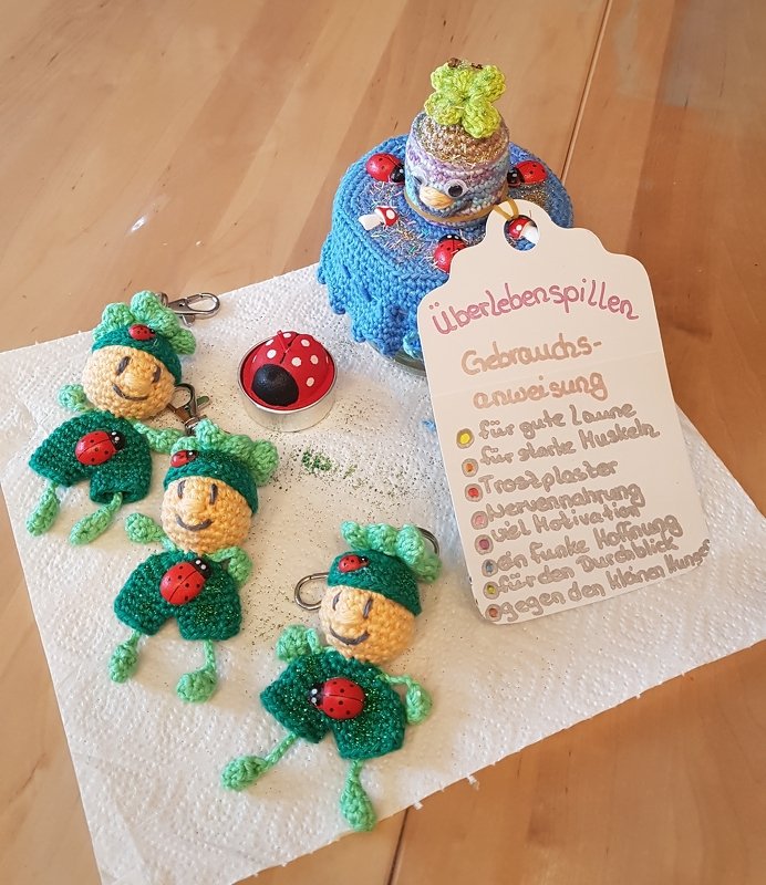 Glücksklee Schlüsselanhänger Kleeblatt Taschenbaumler Glücksbringer