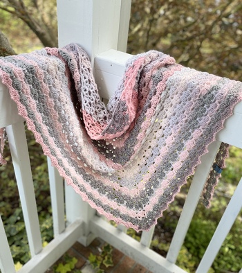 My cherry blossom shawl. Again used Lion Brand yarn in Mandala Baby Sparkle. These colors were beautiful. Perfect for a spring shawl.