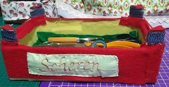 gepimptes Obstkistle für eine Scheren, mit Filz ausgepolstert, so liegen meine Scheren gut