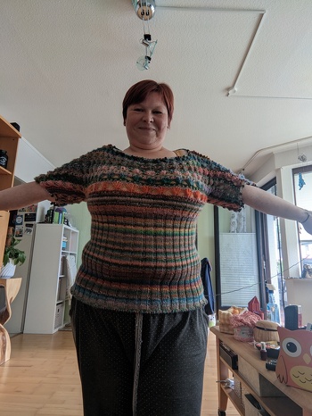 Super Klasse Anleitung, für mein ersten Strickpullover gar nicht so schlecht.