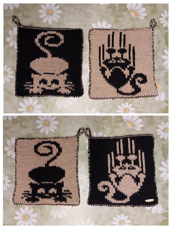 Gestern war ich im Strick-Flow. 🧶
Um 1 Uhr im Bett gewesen. 🙈
Diese DF-Topflappen möcht eine Freundin für ihren Camper haben.
Alize Cotton Gold mit NS4 gestrickt.