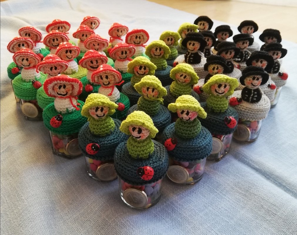 5er Set Häkelanleitungen / 5fach Glück zu Silvester / Glücksbringer/ Dekobezug für Marmeladenglas/ Bonbonglas