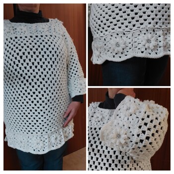 In zwei Tagen gehäkelt, weil ich schnell ein weißes Oberteil brauchte.