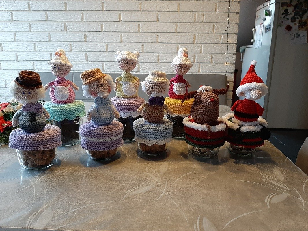 Oma Opa Deckelbezug Häubchen für Marmeladenglas Bonbons