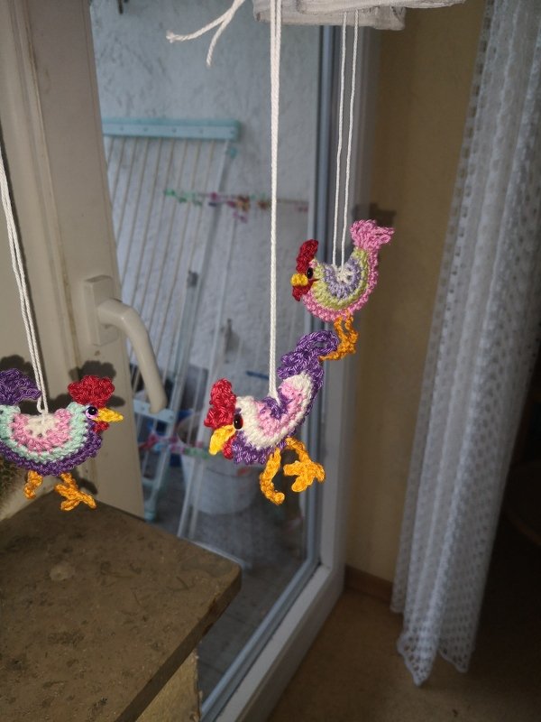 Häkelanleitung - bunte Hühner - Anhänger / Frühlings- und Osterdeko