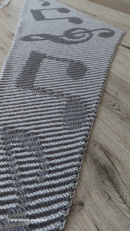 Musical Notes, Shadow Knitting, Illusion Knitting, Flat Motif Shawl