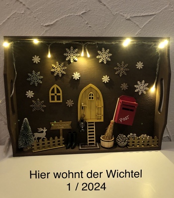 Mein Wichtel findet mit einer kleinen Lichterkette leichter nach Hause.