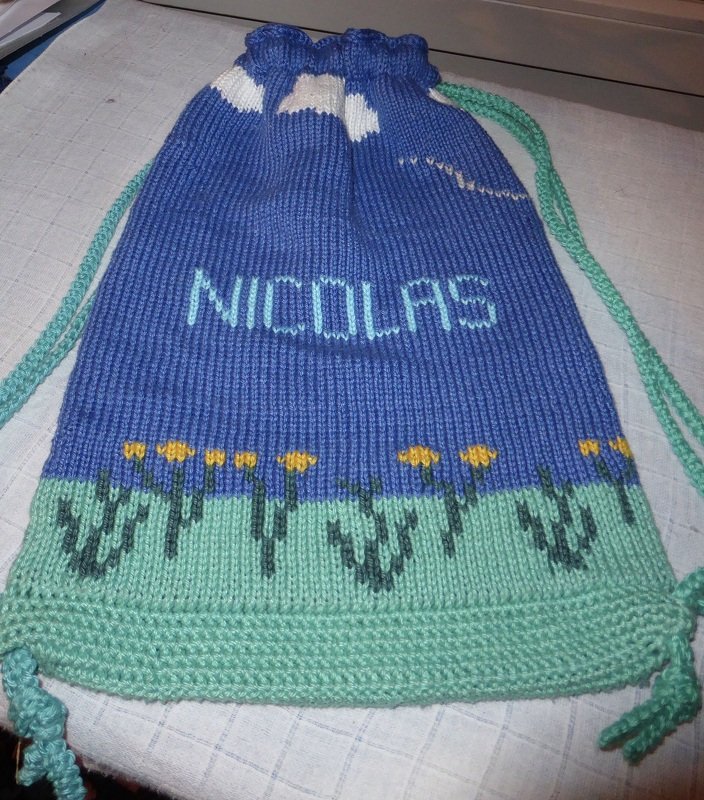 Strickanleitung Turnbeutel "Schulkind" in Doubleface