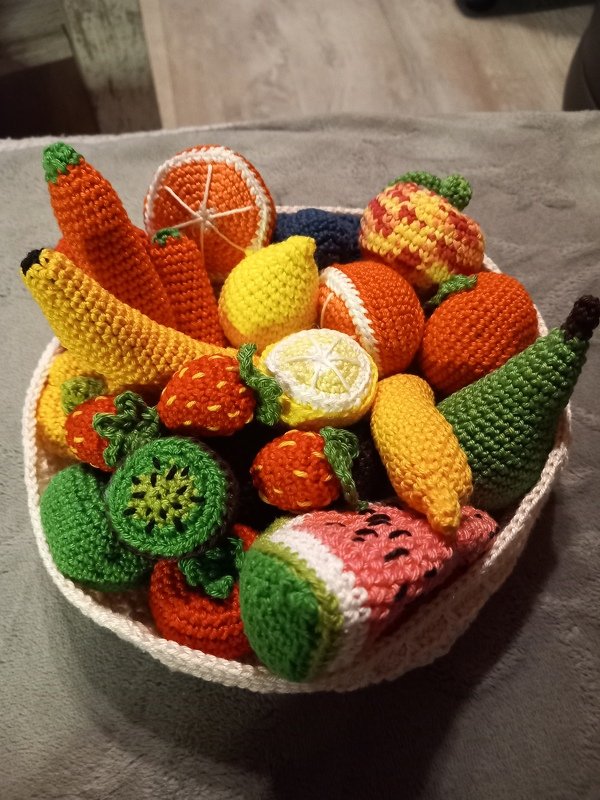 Häkelanleitung Bunte Obstkiste