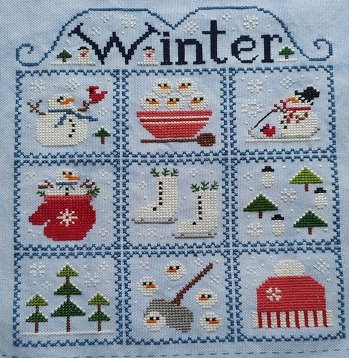 Jetzt bin ich fertig mit meinem Winterbild. Ich finde die Motive allesamt wunderschön. Doch mein Favorit ist der Schneemann im Handschuh