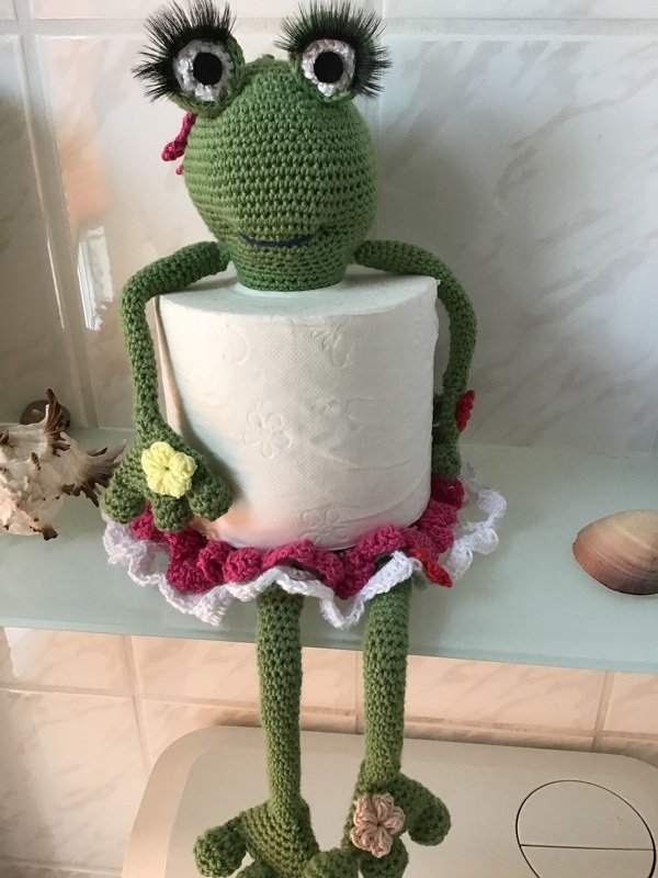Häkelanleitung Klopapier Halter "Fröschlein Koko &amp; Koketta"