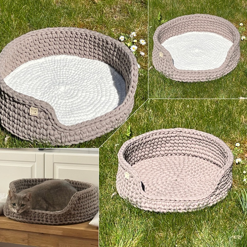 + LEO + Katzekörbchen häkeln, Schlafkorb, Katzenkorb, Hundekörbchen