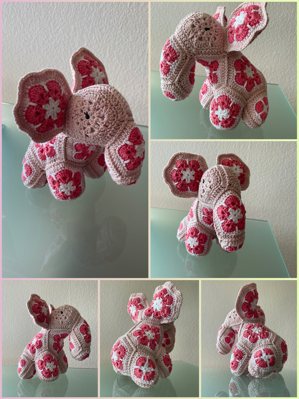 Emil der Baby-Elefant mit African Flowers als PDF Häkelanleitung