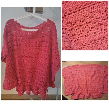 Ein Muster das echt Spaß macht. Ich hab die Kordel oben eingefädelt, der Tunika-Style gefällt mir persönlich besser.
Perfekt wärs für mich. Wenn die Zunahme oberhalb der Kordel stufenweise (schräg) erfolgen würde. Dann würde das Shirt nicht so abstehen (wie links am Foto)
5x Twister Solid von Hobii mit Nadel Gr. 4