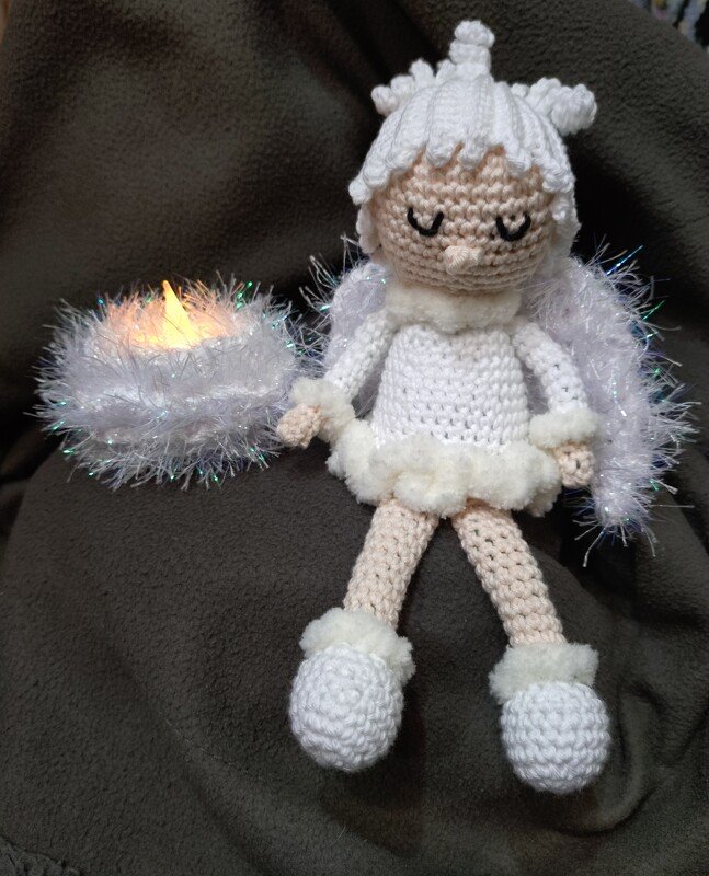 Häkelanleitung Kantenhocker &quot;Engel mit Teelicht&quot;