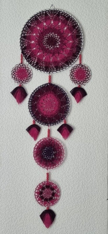 H&auml;kelanleitung mehrteiliger Traumf&auml;nger / Mandala / Fensterdeko / Wand-Deko