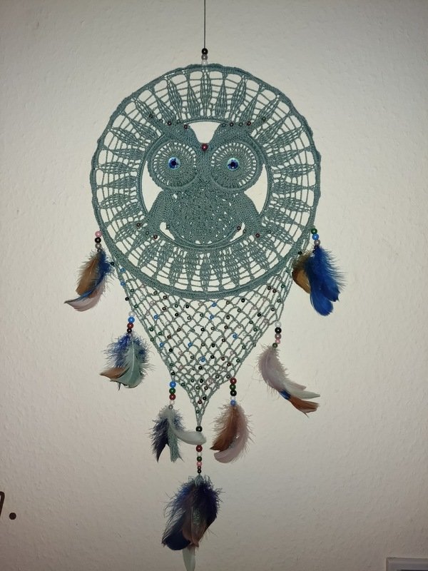 H&auml;kelanleitung Traumf&auml;nger Eule / Dreamcatcher / Mandala / Fensterbild