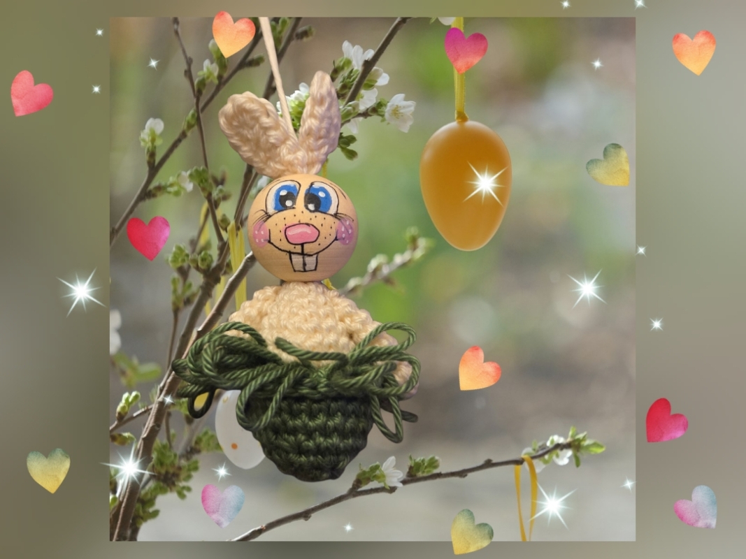 Sparset Schaf und Hase je 2 Größen Frühling Ostern Deko Variante Holzkugel