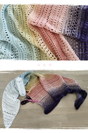 Gehäkelt mit Scheepjes Cotton Whirl 1000m, Farbe Peach Breeze, NS 3...bis auf ein paar wenige Zentimeter das gesamte Garn verbraucht.