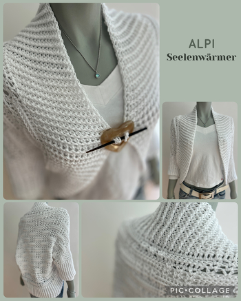 Mein zweiter ALPI, diesmal ganz in weiß 🤍. Gehäkelt aus ca 1000m CAPRI Wolle von Supergarne und NS 5. Meine Maschen 🧶, meine Bilder 📸 #alpi #sabineswoolyworld #seelenwärmer