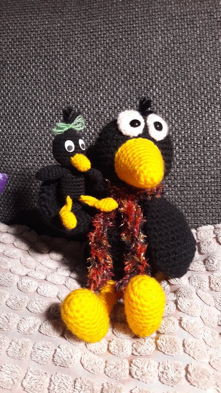 Der liebevolle Rabenvater Rolf und seine zwei Kinder, Häkelanleitung als PDF