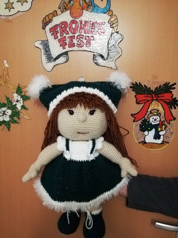 Häkelanleitung Puppenkleidung, Niko das Weihnachtsmädchen