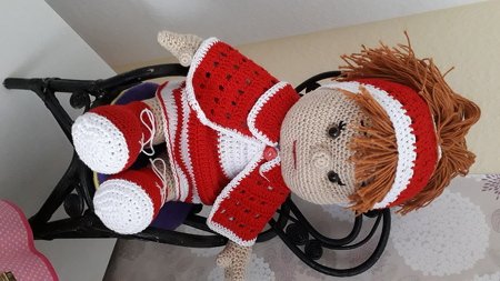 Häkelanleitung Puppenkleidung, Niko das Weihnachtsmädchen