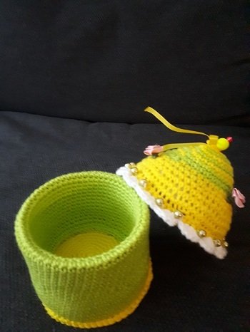 - FROSTY - Schmuckdose, Geschenk, Schmuckschachtel häkeln, Upcycling