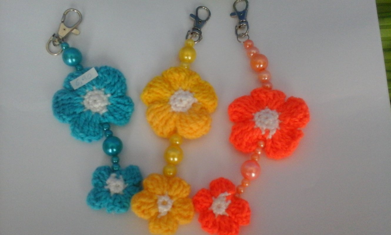 Häkelanleitung ‚Blume‘ Schlüsselanhänger oder Taschenbaumler