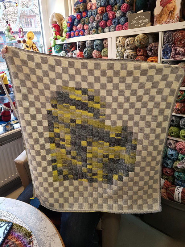 Babydecke mit Herz tunesisch Häkeln