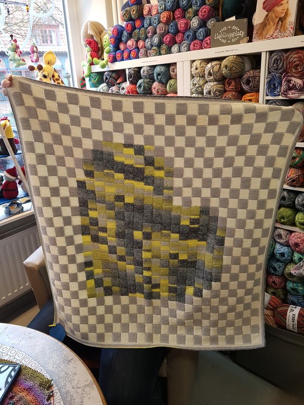 Babydecke mit Herz tunesisch Häkeln