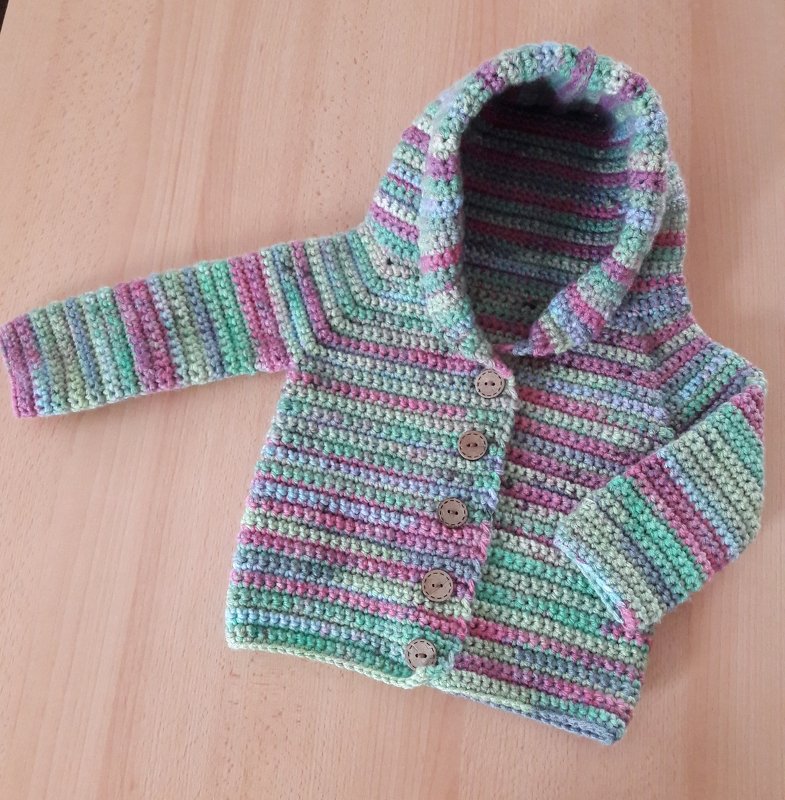 Häkelanleitung, Kapuzenjacke für Kinder in 4 Größen