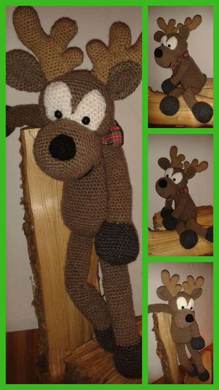 2 in 1: Trophäe und großes Kuscheltier Eddie Elch, Schlenkertier Häkelanleitung als PDF