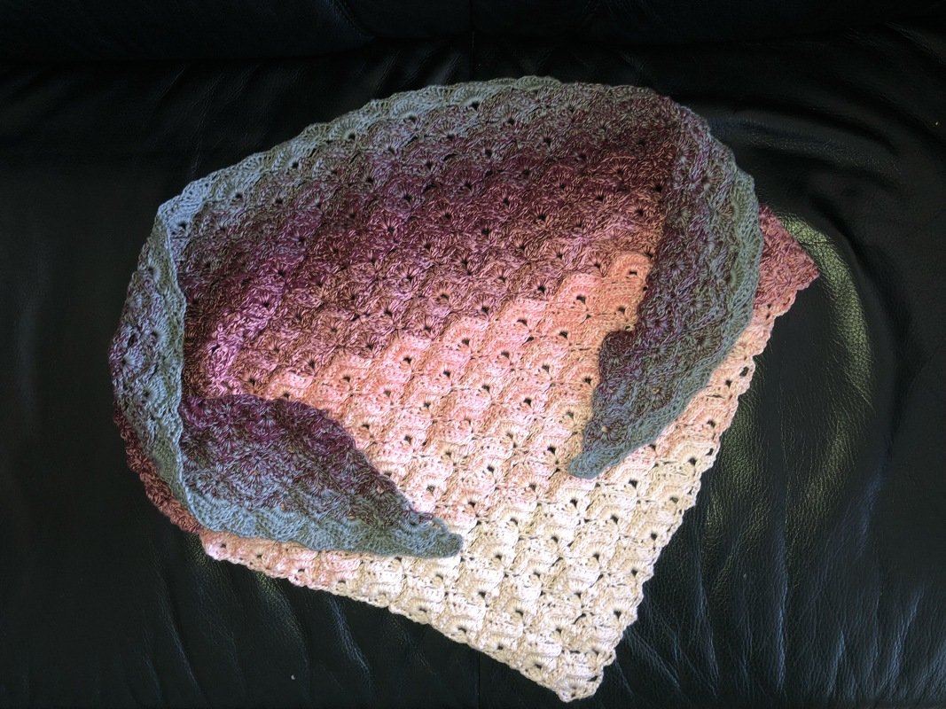 Tuch "Reliefmuscheln" mit 1 Bobbel Woolly Hugs-Cotton häkeln