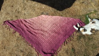 Mit einem bromberrigem Farbverlauf in ca. 1700cm Länge als Geschenk gehäkelt. Spitze!