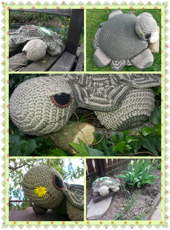 Hier ist Schildi, meine Variante der Anleitung. Sie wird sehr geliebt, muss aber bald zu ihren rechtmäßigen Besitzern, denn sie ist ein Geschenk. Ein Unikat. (0;