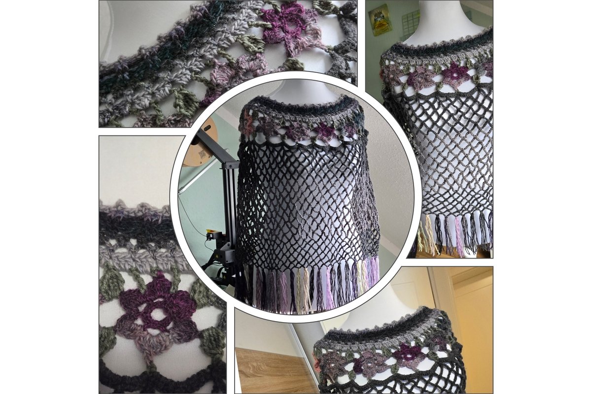     Ponco, Schulterwärmer, zarter Sommerponco „Emilia“