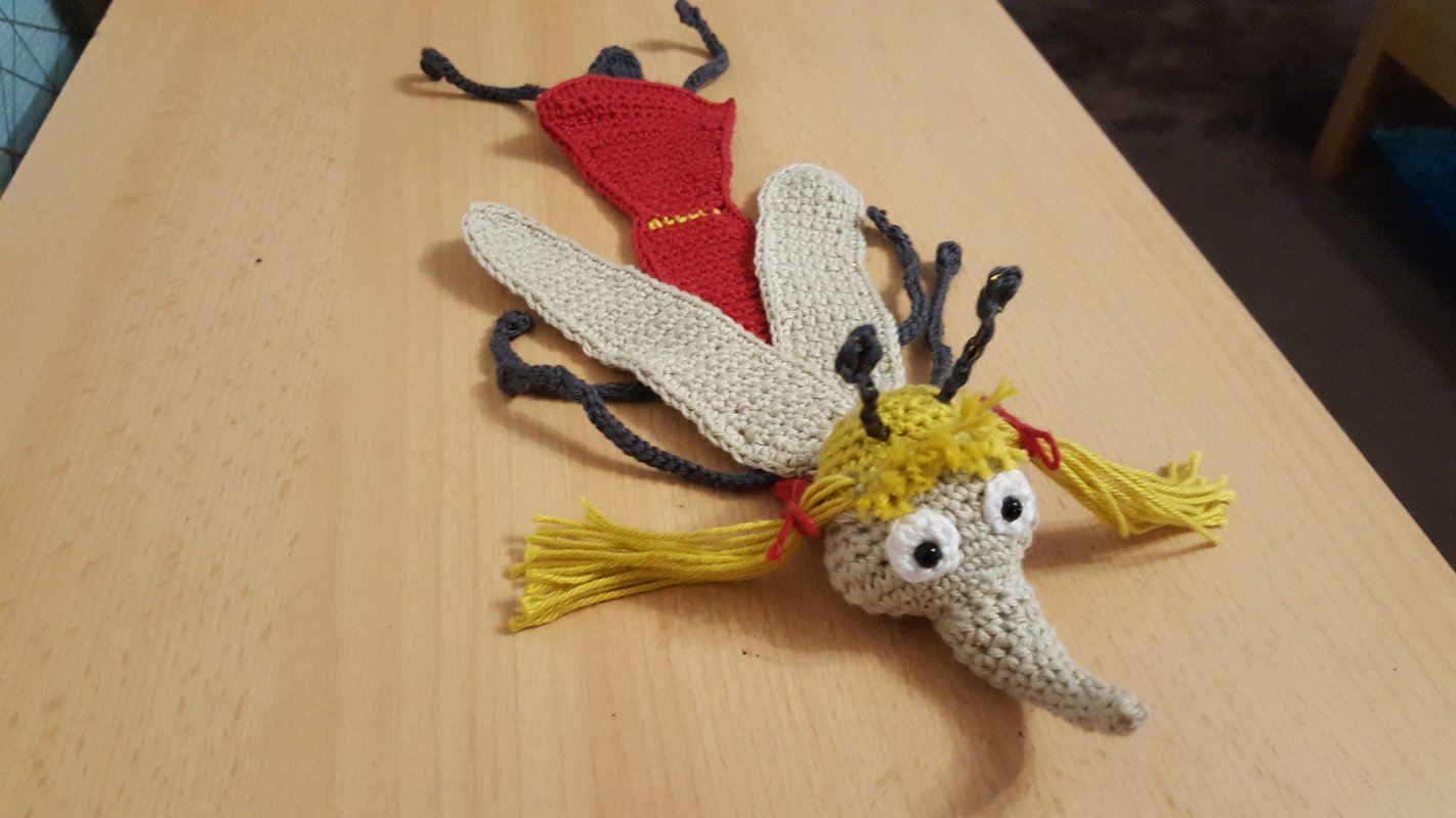 Häkelanleitung: Lesezeichen Mücke, Originalfigur zum Kinderbuch &quot;Die Abenteuer von Moppel und Mücke&quot;