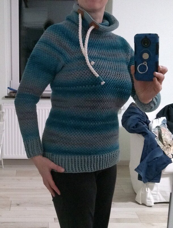 Hoody &quot;Jeans&quot;, Size S-XXL, Raglan, seamless, PDF + Link to video