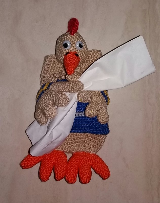 Bestecktasche Huhn, nicht nur zu Ostern - gehäkelt von Dadade