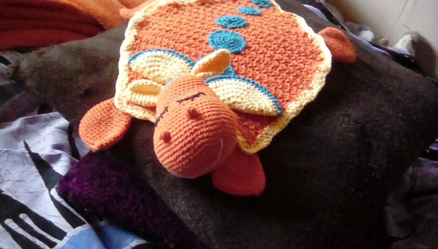 Häkelanleitung Schmusetuch / Babyspielzeug „Drachen“