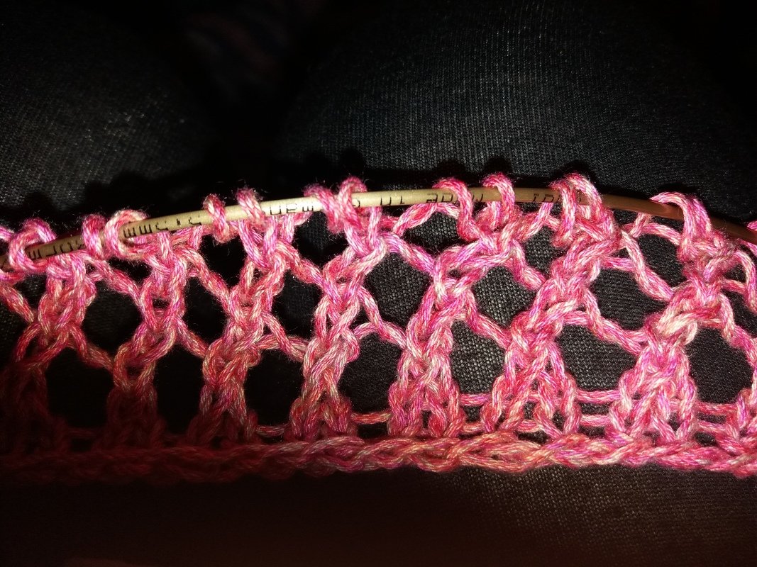 Baumwoll- Netzpulli mit 3/4 Ärmeln Gr.38(40)42/44 gestrickt