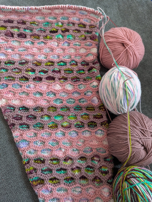 Strickanleitung Schal Hexagon Tuch mehrfarbig