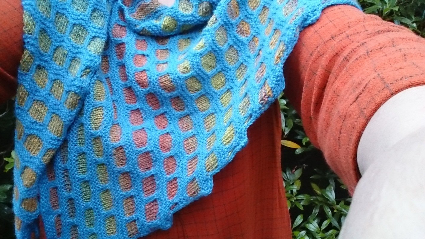 Strickanleitung Schal Hexagon Tuch mehrfarbig