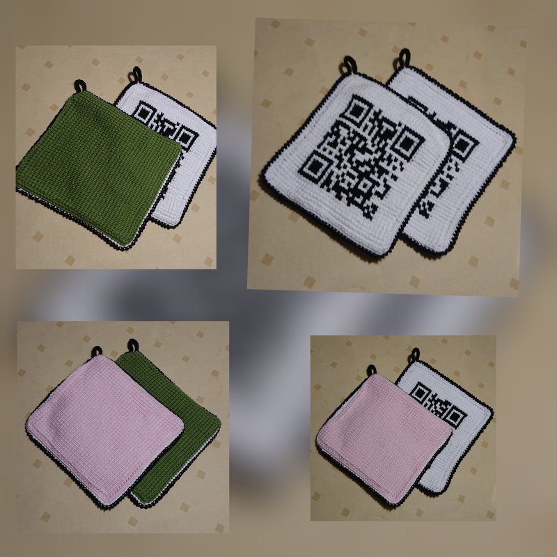 Topflappen mit QR-Code tunesisch Häkeln