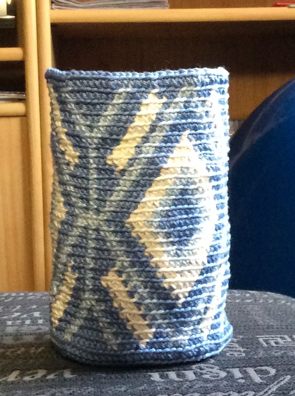 3 Lila Tapestry Körbe gehäkelt