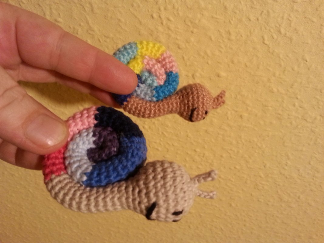 Kleine Schnecke Schlüsselanhänger Häkelanleitung