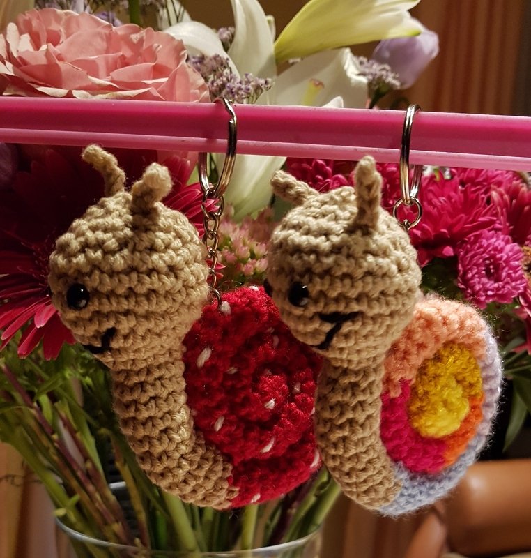 Kleine Schnecke Schlüsselanhänger Häkelanleitung