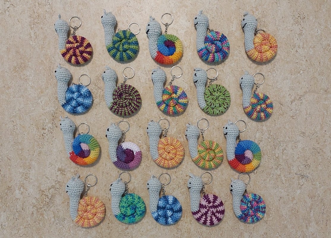 Kleine Schnecke Schlüsselanhänger Häkelanleitung