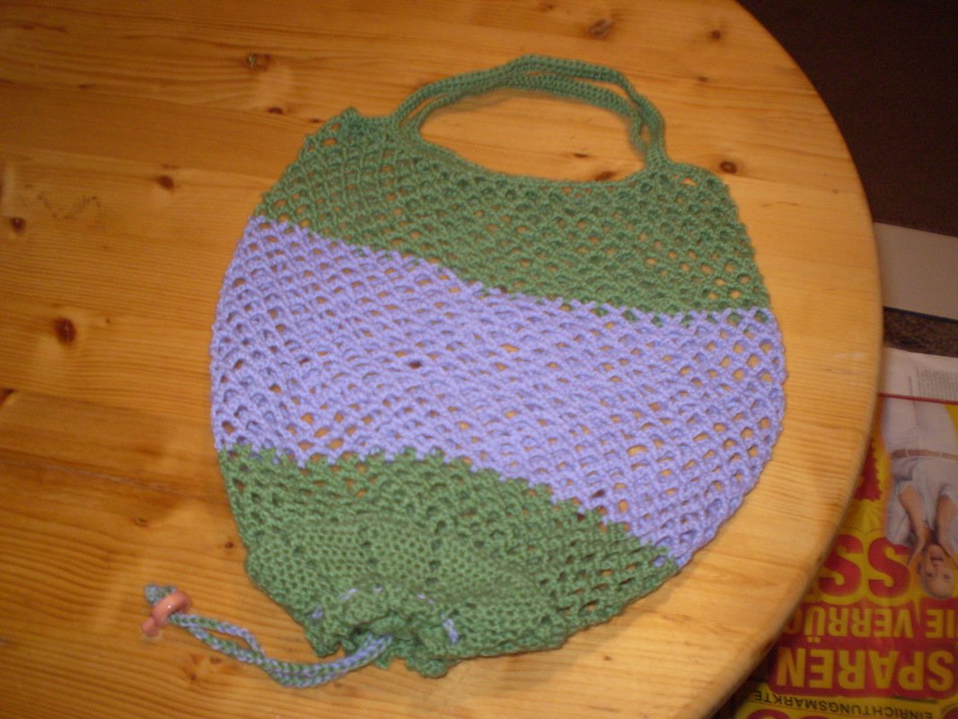 Häkelanleitung Einkaufsnetz "Pia" mit integrierter Verpackung und Chiptasche